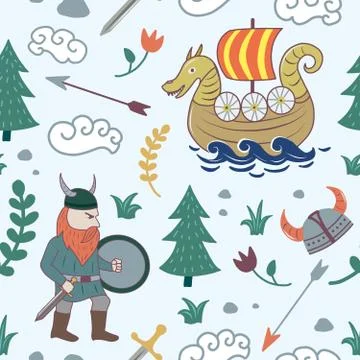 Viking pattern seamless design graphic Illustrazione stock