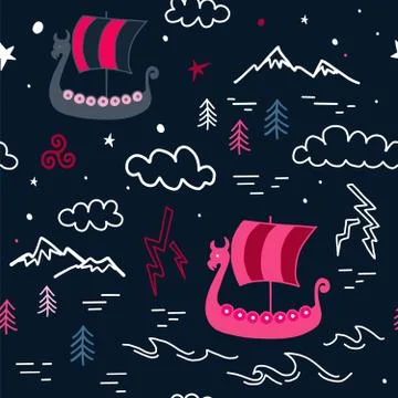 Viking pattern seamless design graphic Illustrazione stock