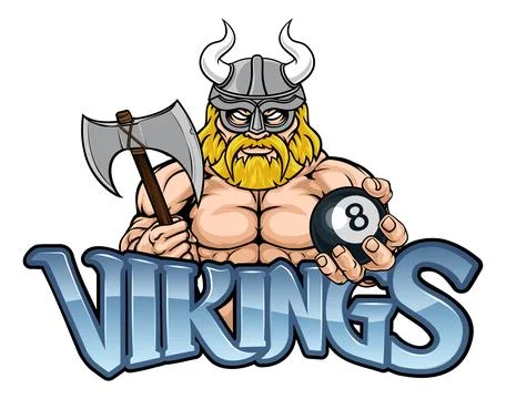 Viking Pool 8 Ball Billiards Mascot Cartoon Stock Illustration