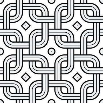Viking Seamless Pattern - Chained Squares Rounded Corners Stock Illustration