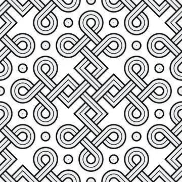 Viking Seamless Pattern - Engraved Gold - Squares - Ring Edges Stock Illustration