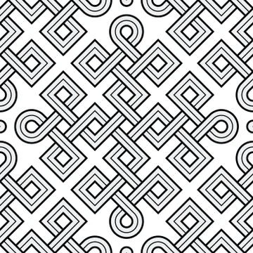Viking Seamless Pattern - Engraved Gold - Squares - Ring Corners Stock Illustration
