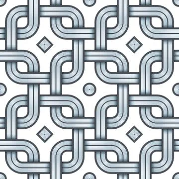 Viking Seamless Pattern - Engraved Silver - Chained Squares Rounded Corners Stock Illustration