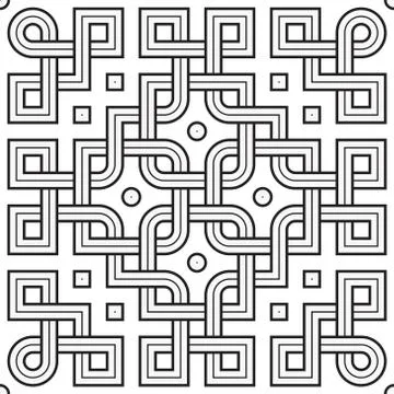 Viking Seamless Pattern Tile - Chained Semi-Rounded Squares Stock Illustration