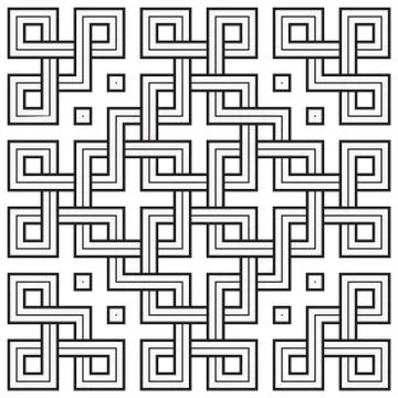 Viking Seamless Pattern Tile - Interweaved Squares Stock Illustration