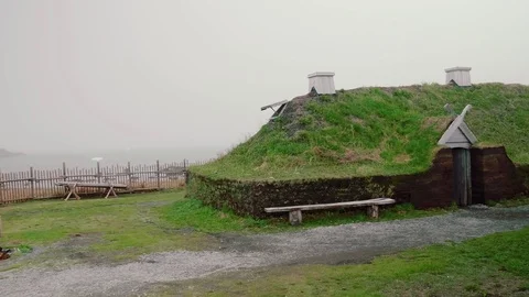 Viking settlement at l'anse aux meadows in Newfoundland Canada Stock Footage 77499514