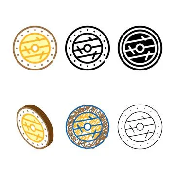 Viking shield color icon vector variations flat Stock Illustration