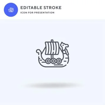 Viking Ship icon vector, filled flat sign, solid pictogram isolated on white Stock Illustration