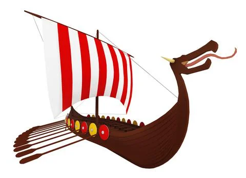 Viking ship isolated on white background Illustrazione stock