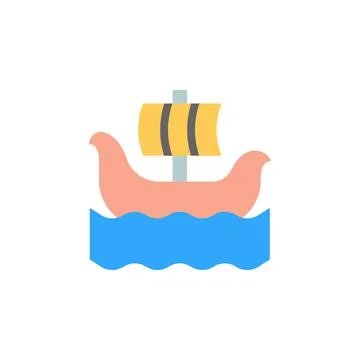 Viking, ship, ocean icon. Simple color vector elements of saving marine icons 스톡 일러스트