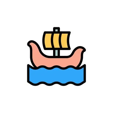 Viking, ship, ocean icon. Simple color with outline vector elements of saving Stock Illustration