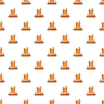 Viking ship pattern seamless vector Stock Illustration