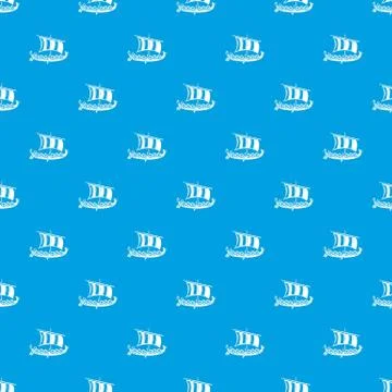 Viking ship pattern vector seamless blue Stock Illustration