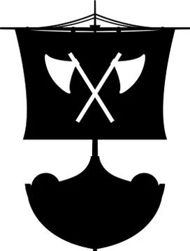 Viking Ship in Silhouette Stock Illustration