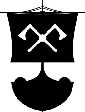 Viking Ship in Silhouette 库存插图