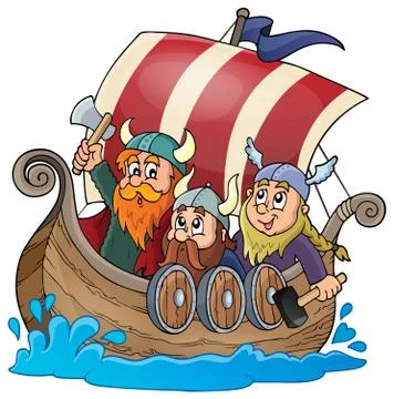 Viking ship theme image - eps10 vector illustration. Stock-Illustration