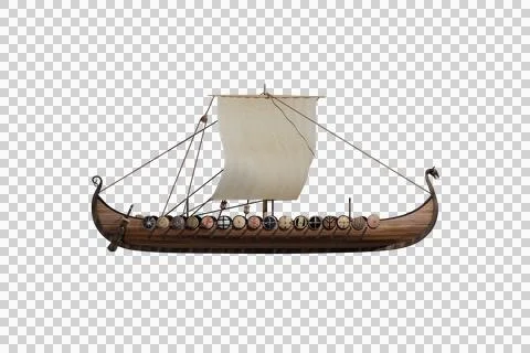 Viking ship transparent background 3D render image side イラスト素材