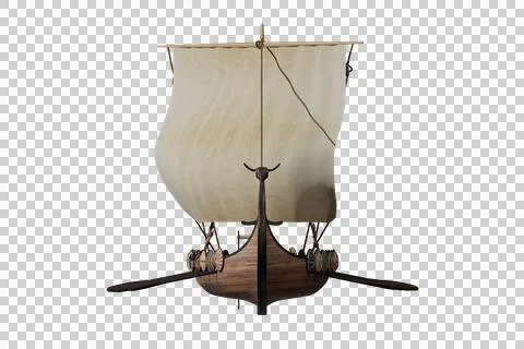 Viking ship transparent background 3D render image front 스톡 일러스트