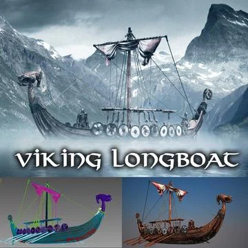 Viking Ship, Viking Longboat, War Ship, Battle Ship (FULL Version) 3D Model