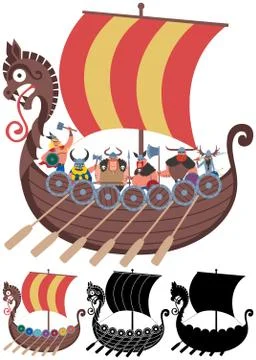 Viking Ship on White Stock Illustration