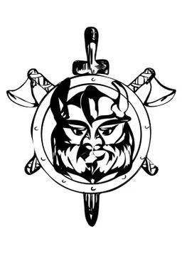 Viking silhouette on white Illustrazione stock