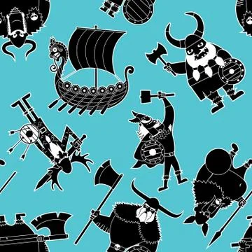 Viking Silhouettes Pattern イラスト素材