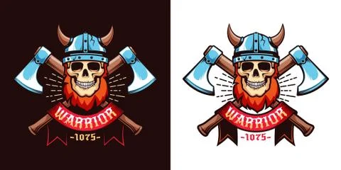 Viking skull logo template Illustrazione stock