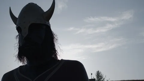 Viking Statue Pan Tracking Shot Slow Motion Video stock 129487256