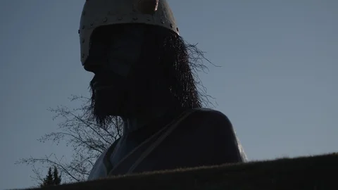 Viking Statue Pan Tracking Shot Slow Motion Video stock 129488240