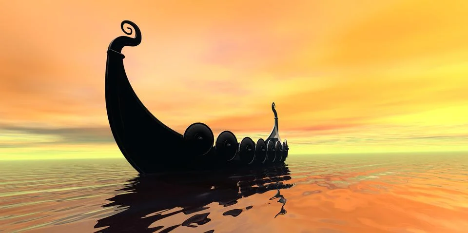 Viking Sunset Stock Illustration