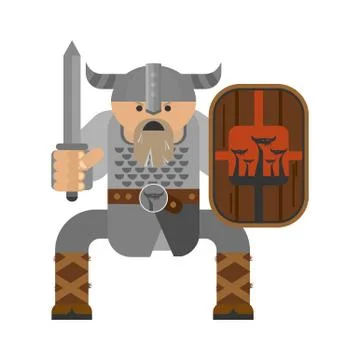 Viking with sword character 스톡 일러스트