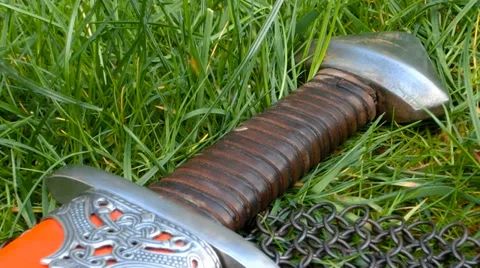 Viking Sword close up - camera slide Video stock 37140522
