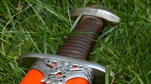 Viking Sword close up - camera slide Видео 37140960