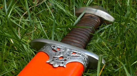 Viking Sword close up - camera slide Video stock 37141254