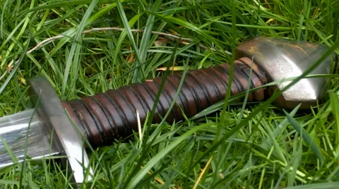 Viking Sword close up - camera slide Stockbeeldmateriaal 37141546