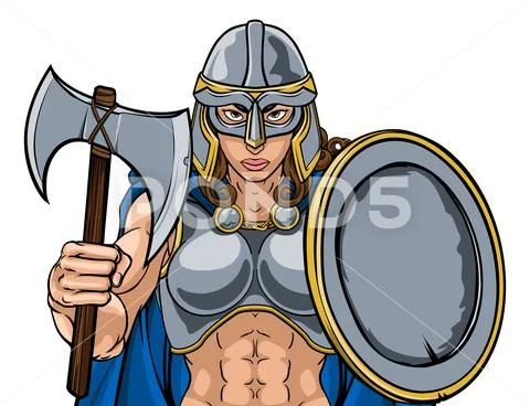 Viking Trojan Spartan Celtic Warrior Knight Woman Stock Illustration