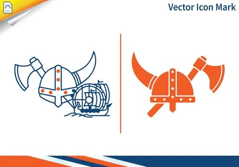 Viking vector icon mark: collection of filled and outline styles. 스톡 일러스트