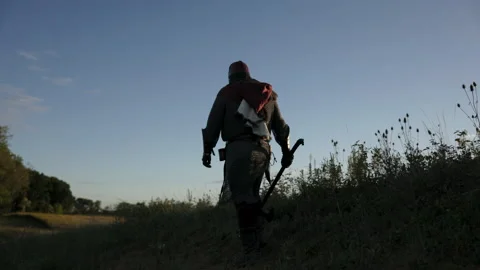 Viking Walking Dramatically with an Axe - Cosplay Costume 库存影片 266162866