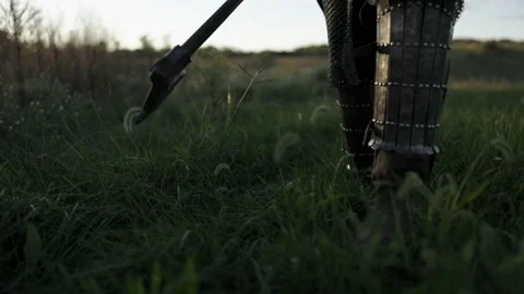 Viking Walking Dramatically with an Axe - Cosplay Costume 库存影片 266168715