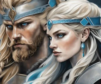Viking Warrior Couple version 1 Stock Illustration