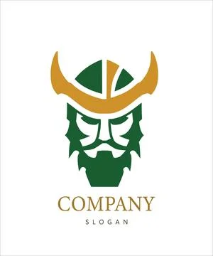 Viking warrior face with beard and helmet Stock Illustration