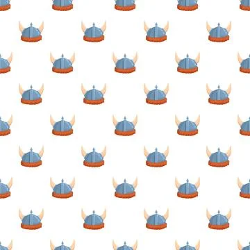 Viking warrior helmet pattern repeating seamless background Stock Illustration