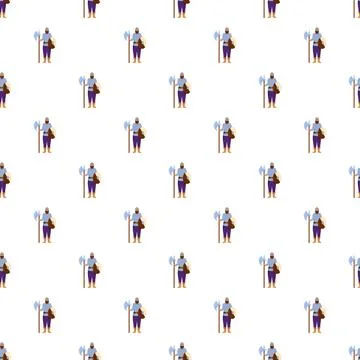 Viking warrior holding axe and shield seamless pattern Stock Illustration