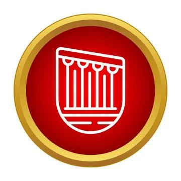 Viking warrior shield icon on red metallic background Stock Illustration