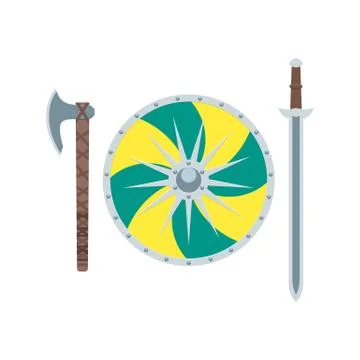 Viking weapon flat. Stock Illustration