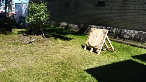 Vikings lance or spear hits to a wooden target. Stock Footage 78496731