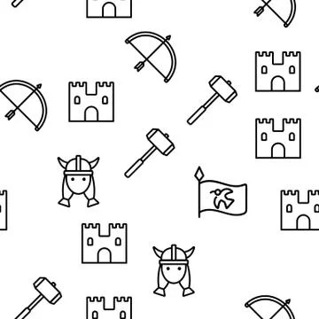 Vikings Life Active Rest Vector Seamless Pattern Stock Illustration