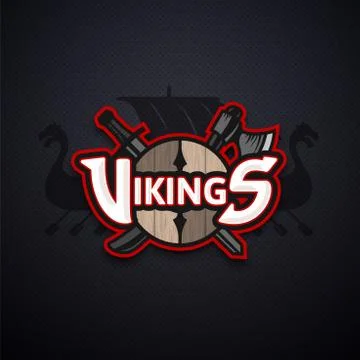 Vikings sport logo, dark vector emblem Stock Illustration
