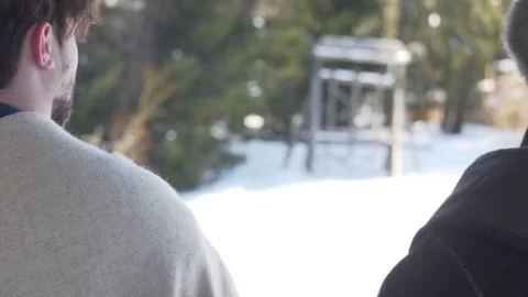 Vikings view from tower and arguing in slow-mo flat image Stockbeeldmateriaal 89120160