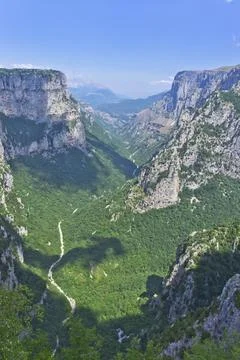 Vikos Gorge panoramic view, Epirus, Greece, Europe Stock Photos